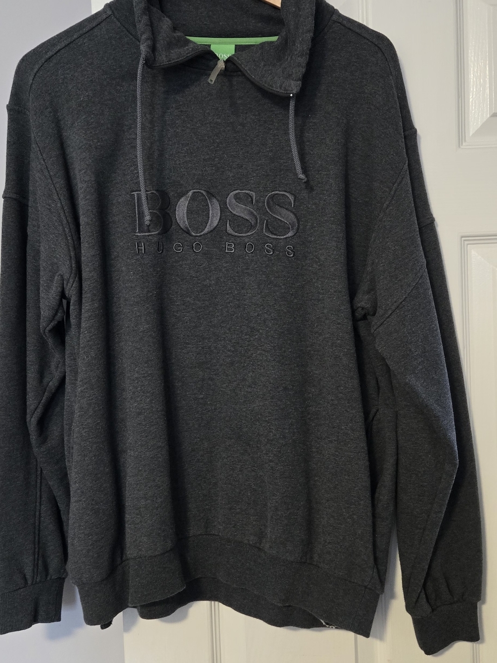 BOSS Hugo Boss Charcoal Gray Embroidered Logo Hoodie